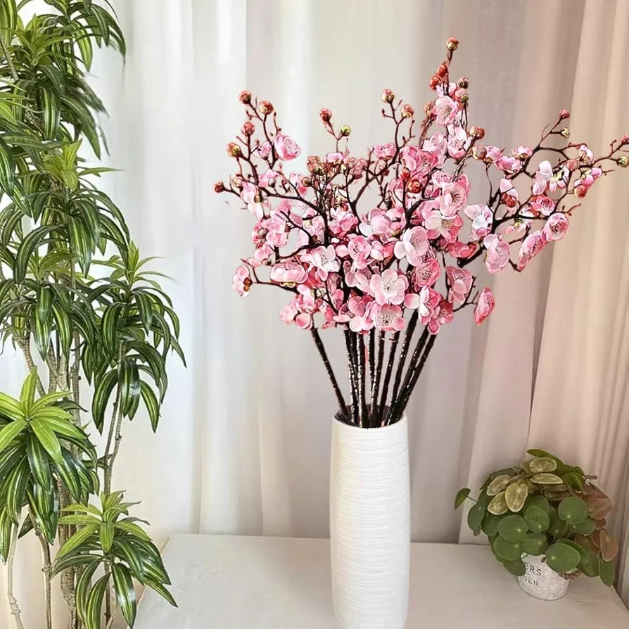 SATYAM KRAFT 3 Sticks Artificial Blossom Flower Bouquet Sticks for Home Decor, Bedroom, Living Room, Table, Balcony, Office, Wedding, Pooja, Anniversary Decorations – Pink